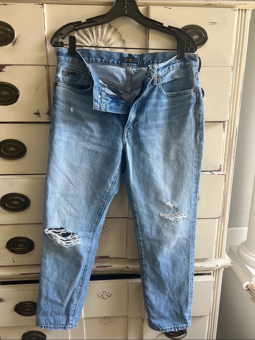 Polo by Ralph Lauren Light Blue Distressed Boyfriend Jeans